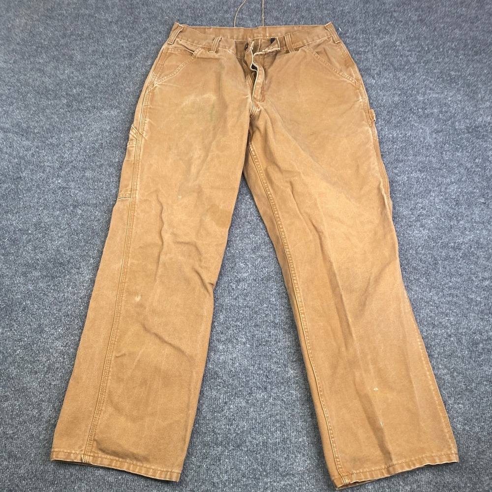 Carhartt B11-BRN Loose Fit Carpenter Pants Mens 33x30 Duck Brown Canvas Workwear